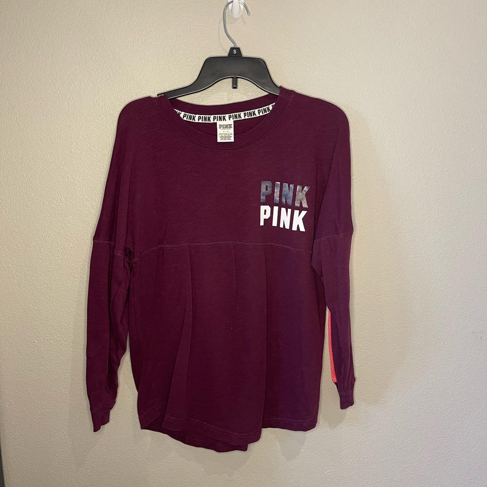 PINK Size Small Maroon Long Sleeve Top